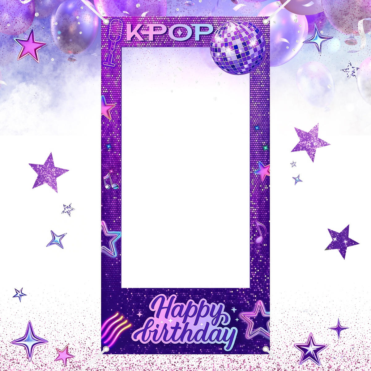 Photo Booth Frame - 1pc 보라색 K-POP 사진 프레임 배경막