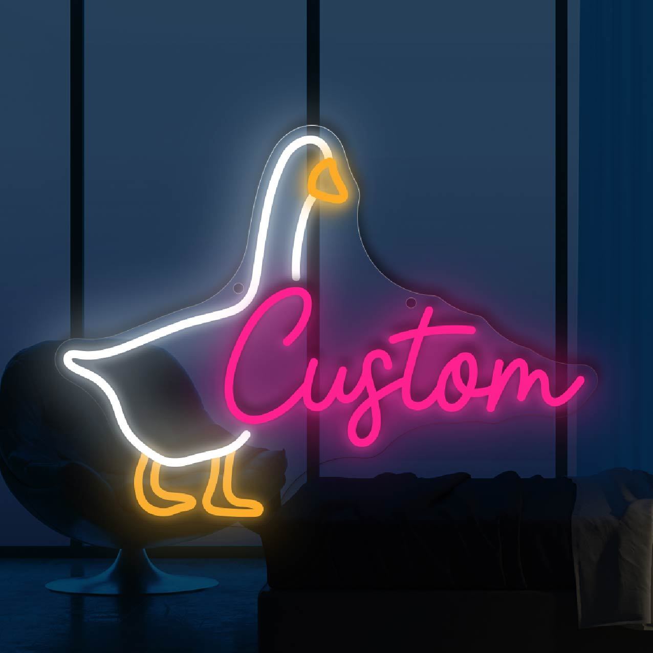Neon Sign Party - 텍스트&구스 디자인의 맞춤형 네온사인, 실내/실외 장식용,
