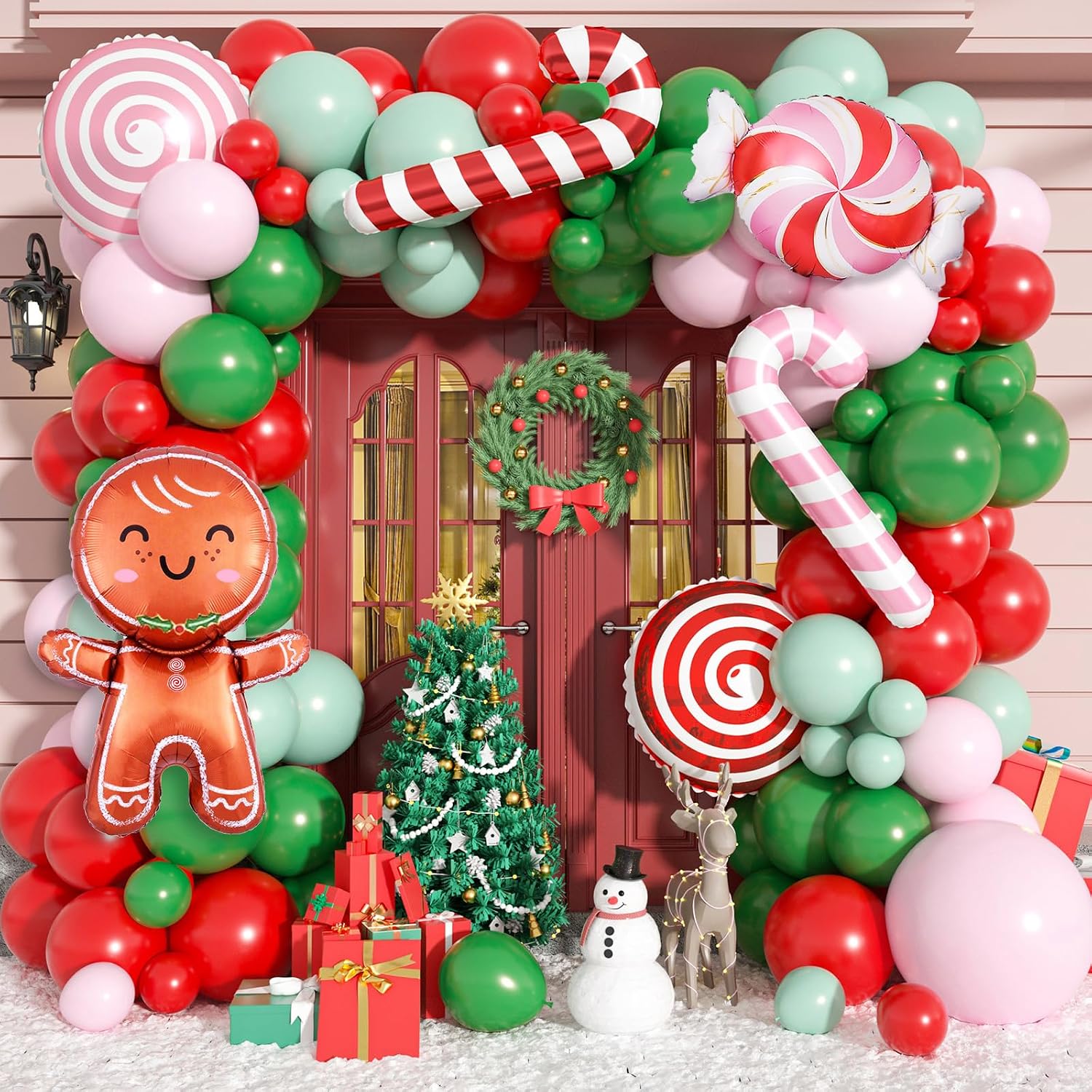 Balloon Arch Kit - 크리스마스 풍선 장식 세트, 115개, 핑크,