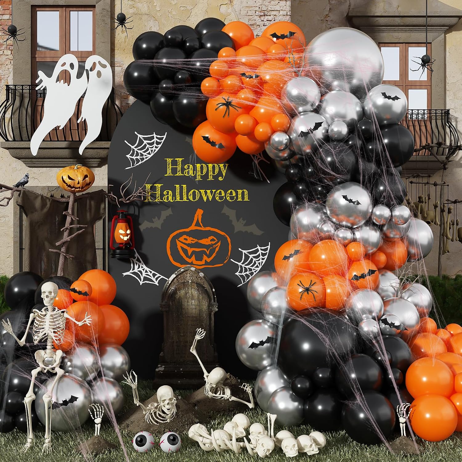 Balloon Arch Kit - 할로윈 풍선 아치 키트 블랙 오렌지