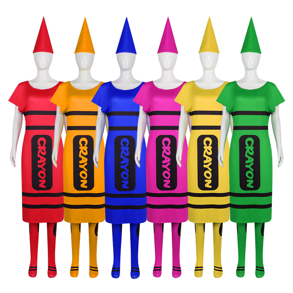 Party Hat Cone - 할로윈 여성 크레용 코스프레 의상 풀세트