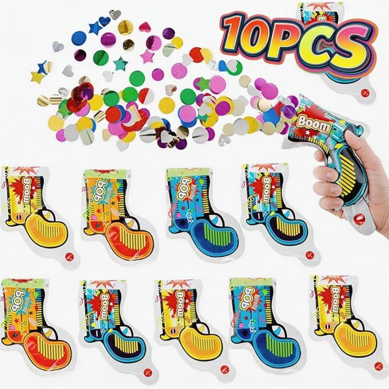Confetti Cannon Tube - 10개입 풍선형 폭죽, 휴대용 파티 폭죽총