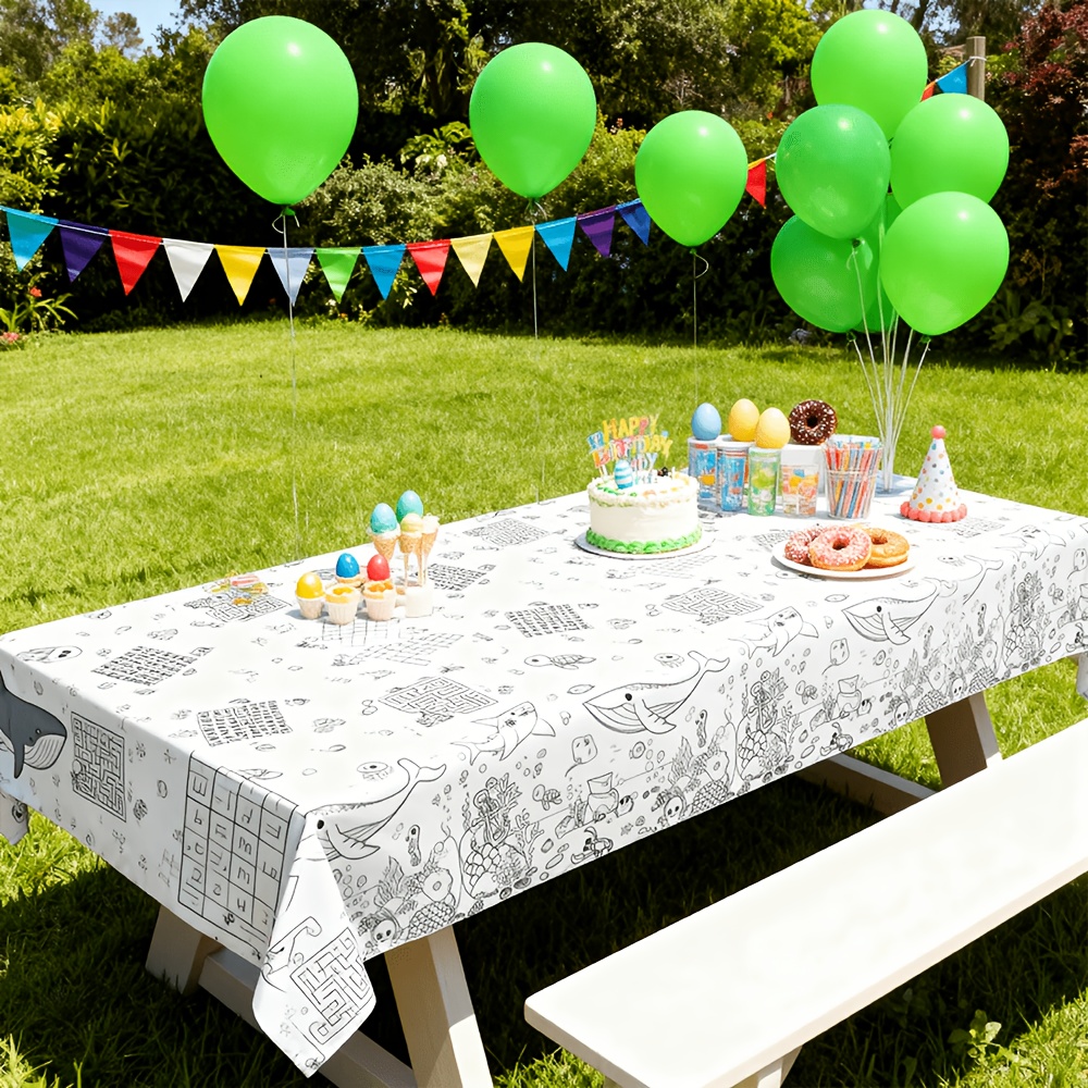 어린이 색칠 테이블보 일회용 PE 137x180cm 바 - Table Cloth Disposable 리뷰 및 가격