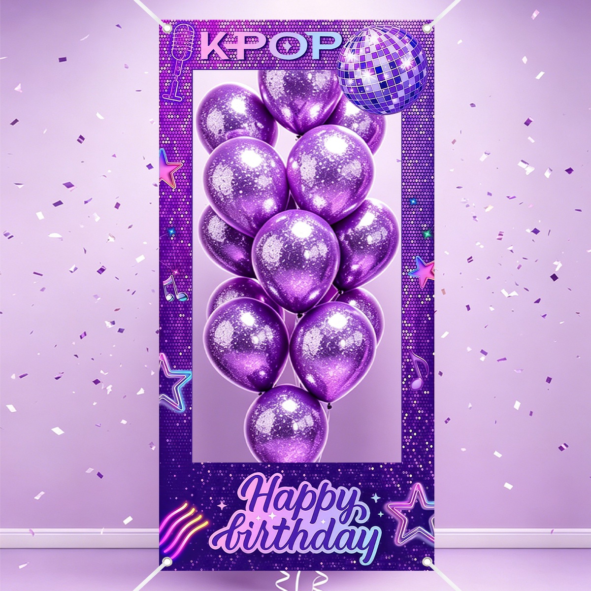 1pc 보라색 K-POP 사진 프레임 배경막 생일 축하 - Photo Booth Frame 리뷰 및 가격