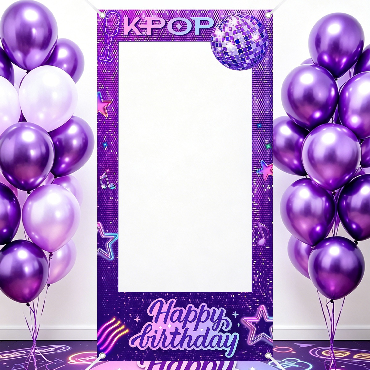 1pc 보라색 K-POP 사진 프레임 배경막 생일 축하 - Photo Booth Frame 리뷰 및 가격