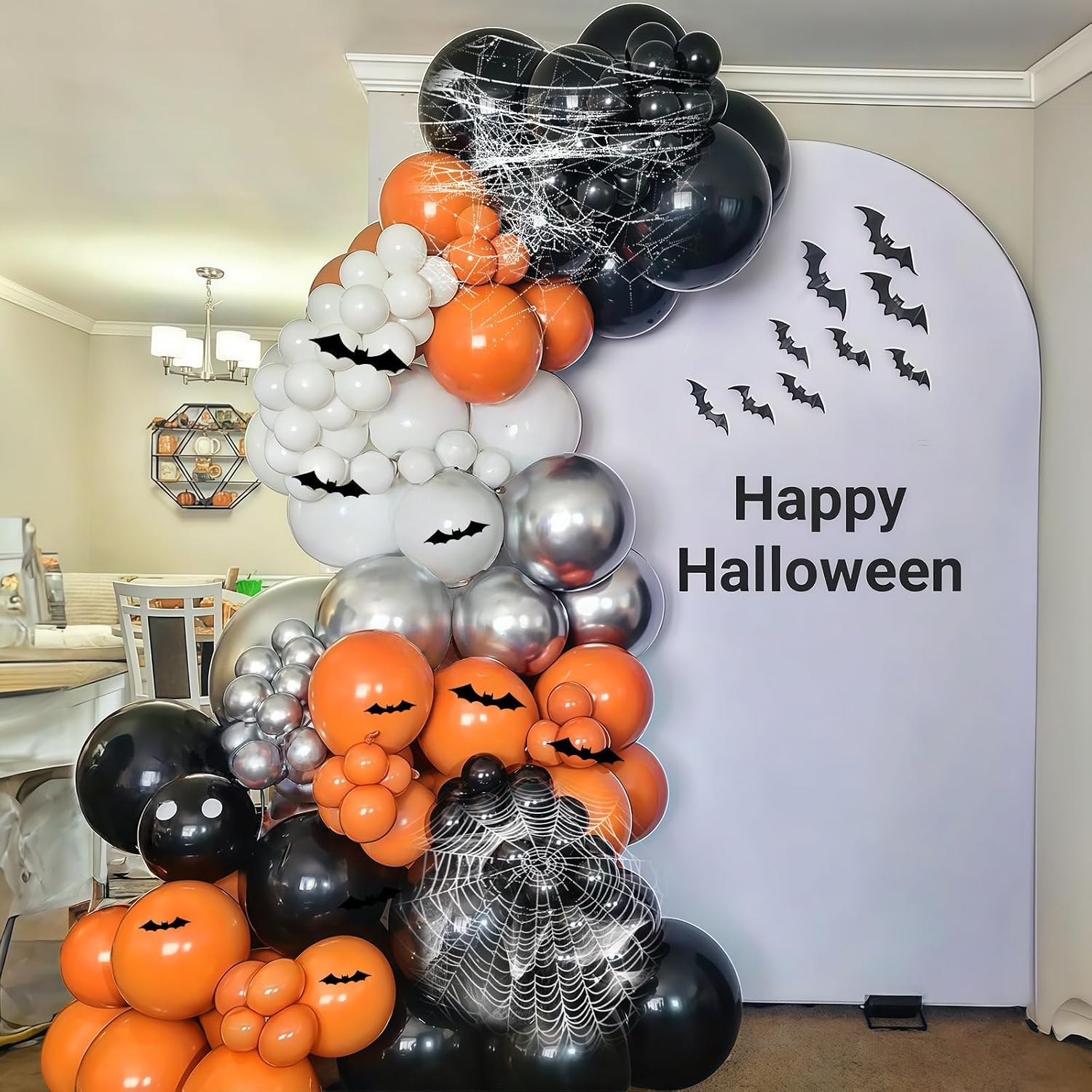 할로윈 풍선 아치 키트 블랙 오렌지 (3D 박쥐 스티커 - Balloon Arch Kit 리뷰 및 가격