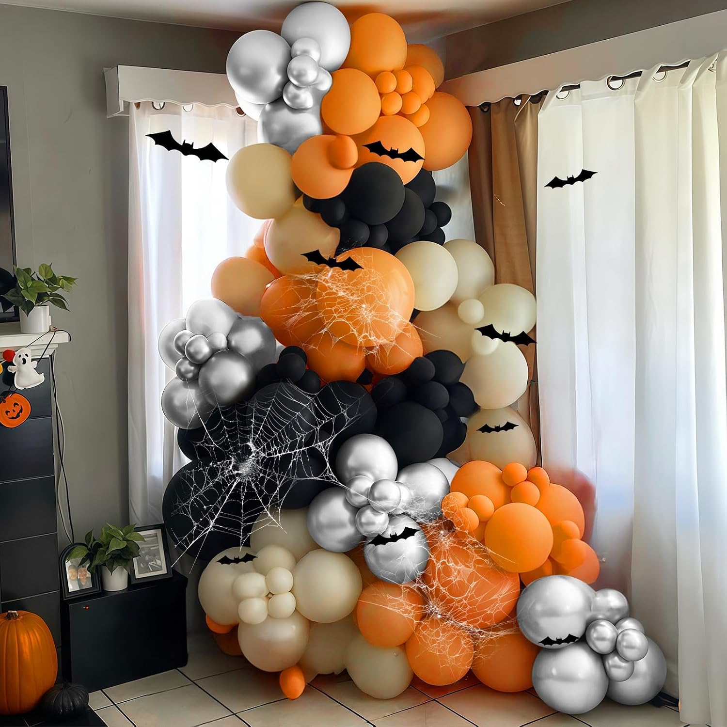 할로윈 풍선 아치 키트 블랙 오렌지 (3D 박쥐 스티커 - Balloon Arch Kit 리뷰 및 가격