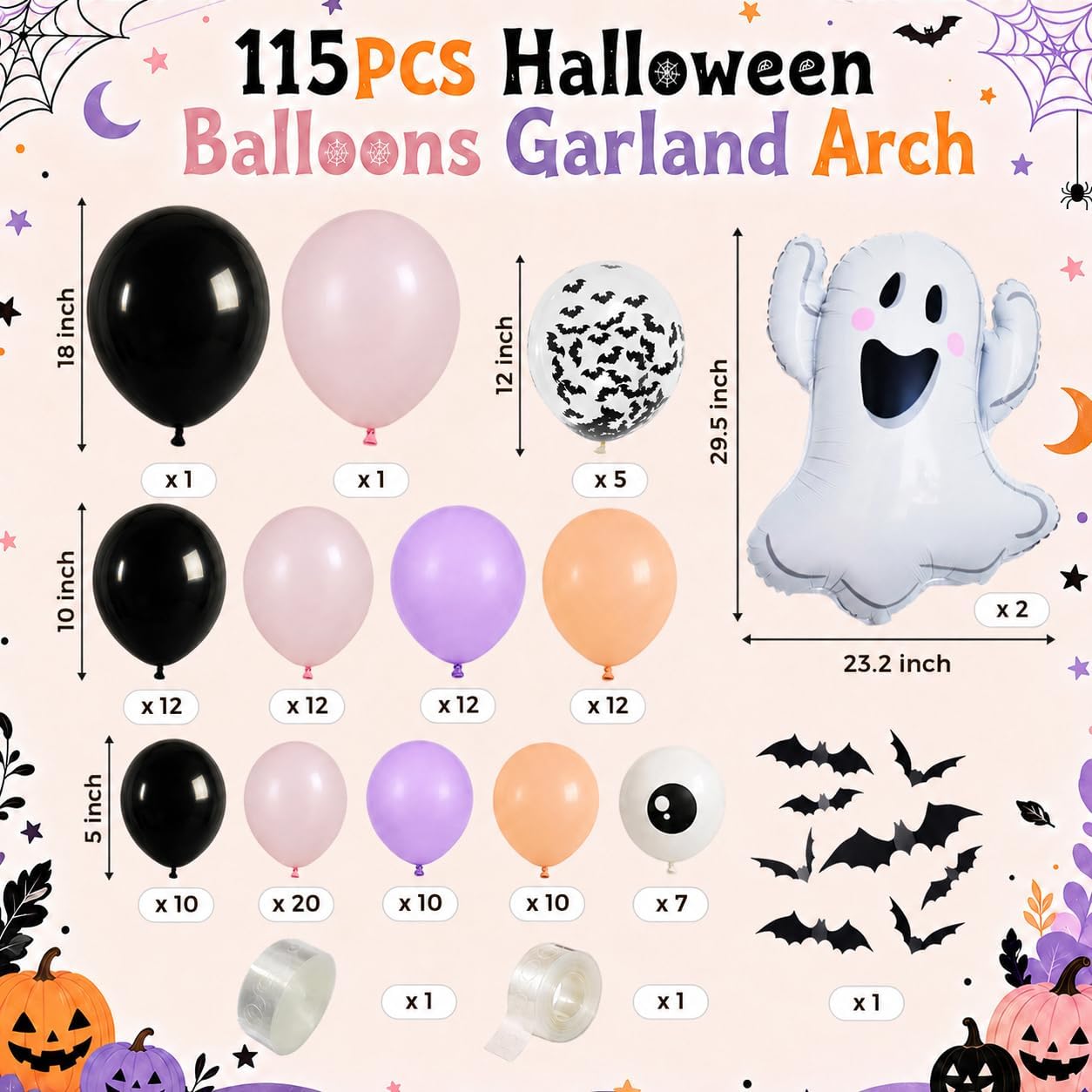 할로윈 풍선 가랜드 아치 키트 (3D 박쥐 스티커와 유 - Balloon Arch Kit 리뷰 및 가격